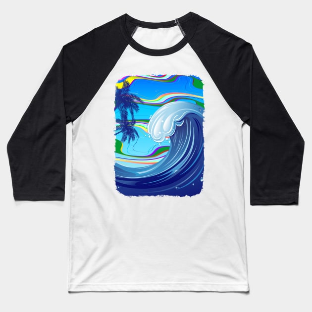 Tsunami big ocean wave Baseball T-Shirt by BluedarkArt